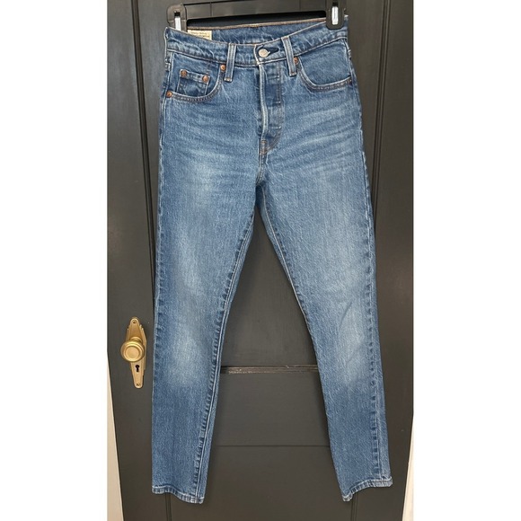 Levi's Premium Denim Jeans High Rise Button Fly Slim Fit 501s W23 L30 - Picture 1 of 6